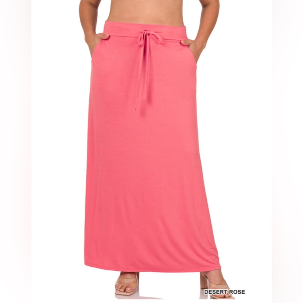 Zenana ladies plus maxi Skirt sizes 1X-3X NEW Dessert Rose